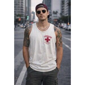 Vintage Daytona Beach Tank Top Large XL LifeguardMade In USA Anvil